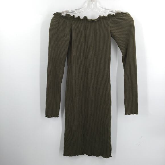 Vero Moda Women's Rib Off-The-Shoulder Bodycon Dress Ivy Green Size X-Small NWT - Picture 3 of 8